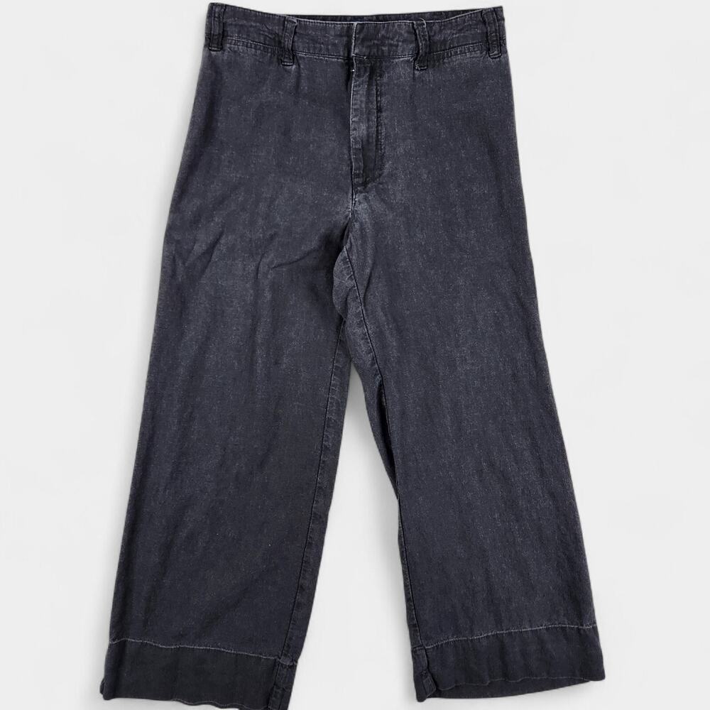 Abercrombie Fitch Pants Women's 27/4R Black Linen Blend Annie High Rise Crop